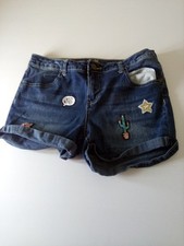Justice Shorts, Girl's Size 14, Blue, Denim, Cactus, Star, Pockets, Cuffed
