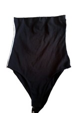 Ambiance Black One Piece Bodysuit Women's M Solid Body Compression