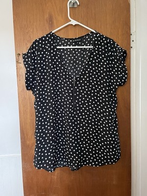 womens my michelle black retro-like polka dots tunic blouse. Size XL