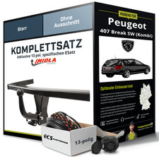 Für PEUGEOT 407 Break SW Typ 6E , 6D Anhängerkupplung starr +eSatz 13pol 08- AHK