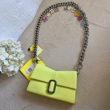 NEW Marc Jacob’s The St. Marc Convertible Clutch Logo Chain Strap in Acid Lime