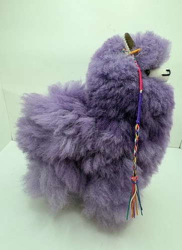 Llama Stuffed Animal - Handmade with Genuine Alpaca Fur - purple Very Soft 6”
