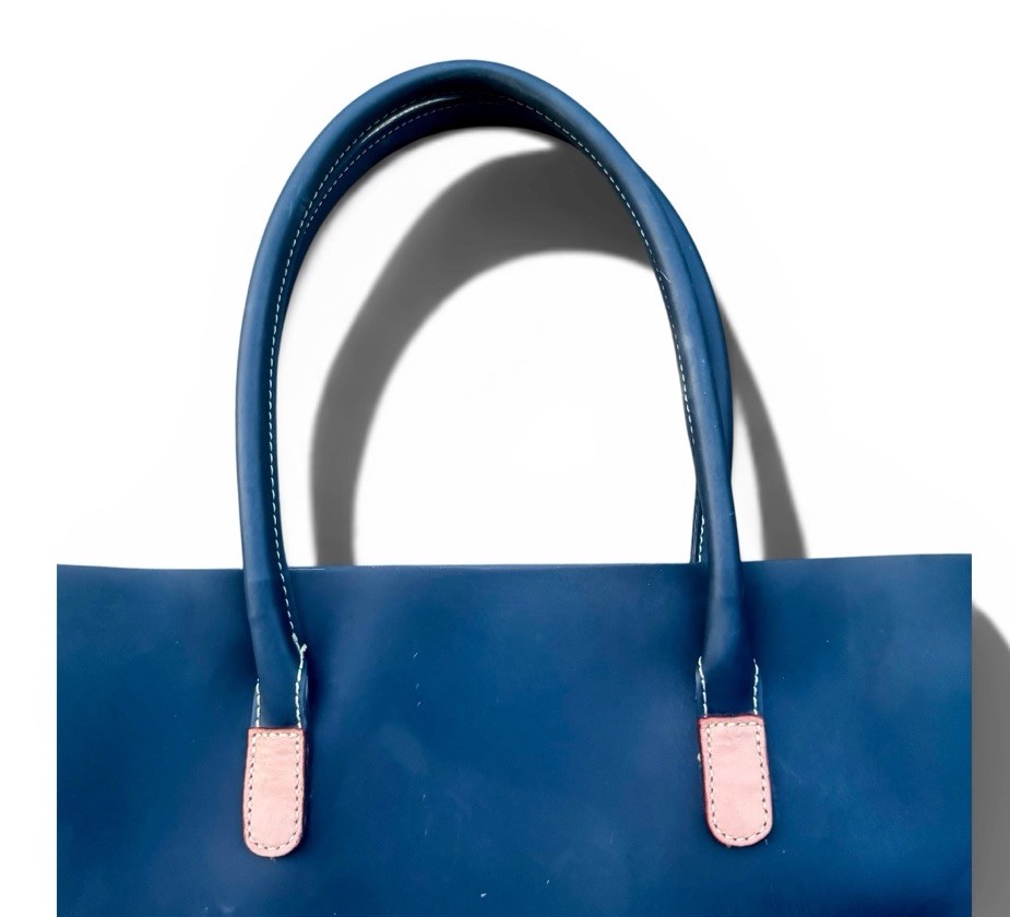 J.Crew Blue Vinyl Leather Tote Bag Large Shopper Shoulder Bag