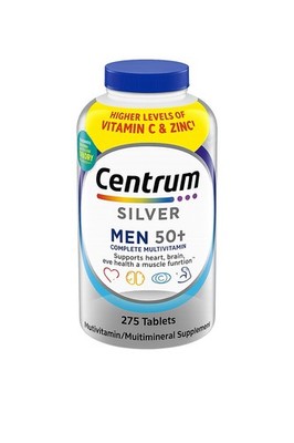 Centrum Silver Men 50 Plus Multivitamin 275 Tablets Vitamin C Zinc Muscle Health