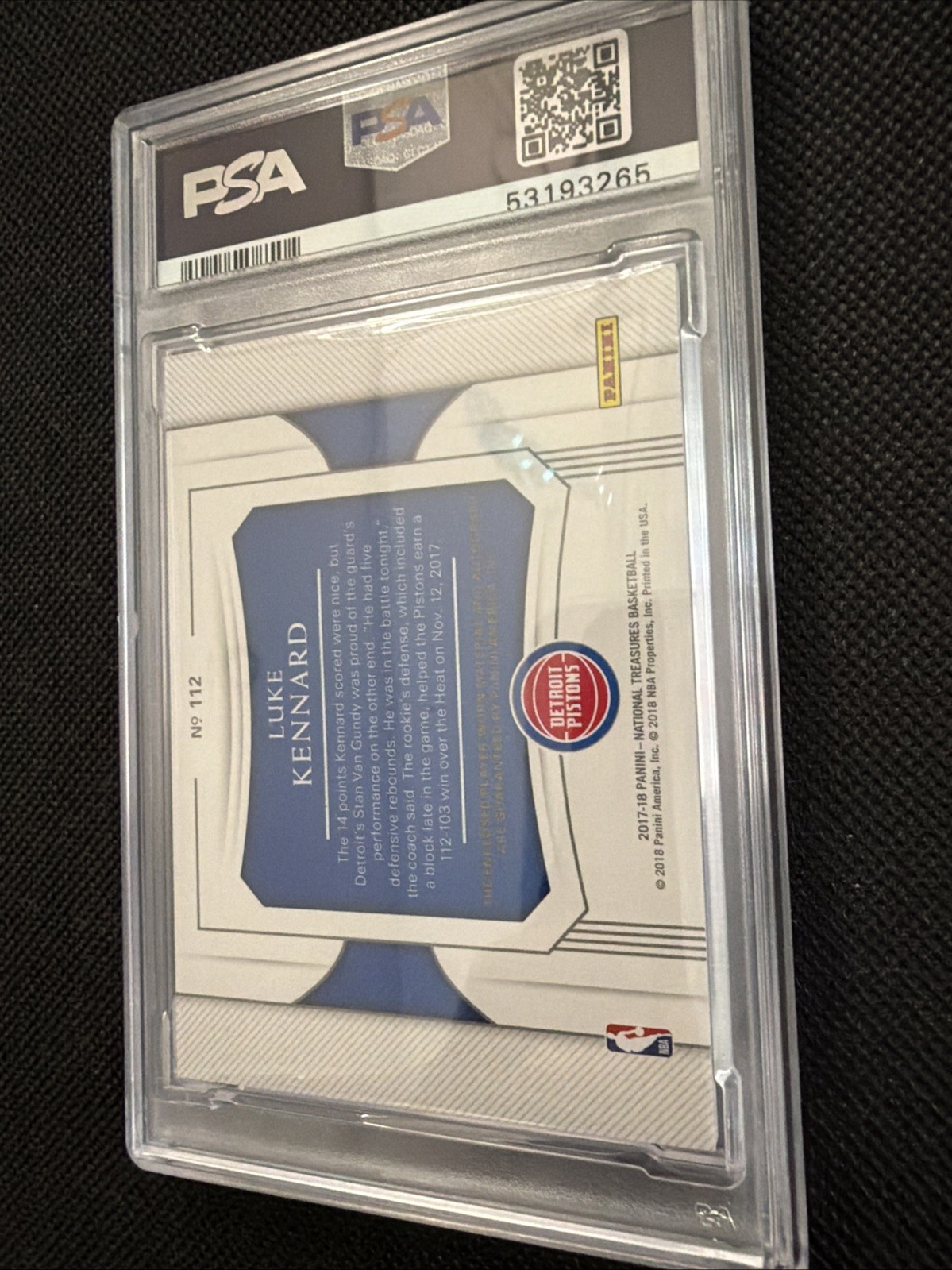 Luke Kennard Rookie Patch Auto Bronze RPA /25 - 2017 National Treasures - PSA 9 view 14