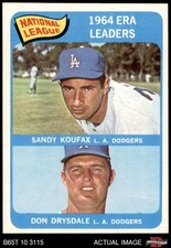 1965 Topps #8 Sandy Koufax / Don Drysdale NL ERA Leaders Dodgers HOF 7 - NM