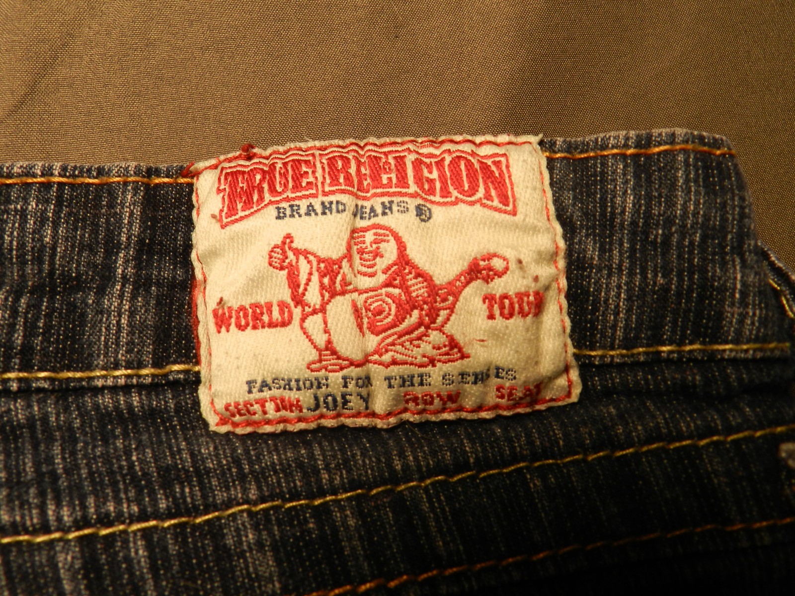 True Religion Ricky Super T Jeans Mens 32 USA Bootcut Thick Yellow Stitch Blue thumbnail 5