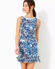 Lilly Pulitzer Mila Stretch Shift Dress Low Tidy Navy Pandarama Size 8