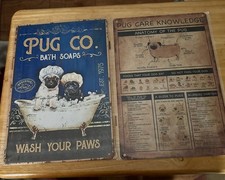 2 New Pug black -Fawn 8x12 Metal Wall Signs Pug Bath Soaps Pug Care Knowledge