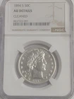 1894-S San Francisco Silver Barber Half Dollar NGC Graded AU Details Nice Coin