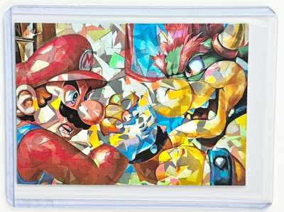 Mario Vs. Bowser Limited Edition Artist Signed Arm Wrestling Refractor Card 1/1