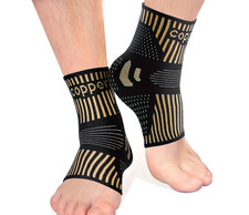 1 Pair Copper Ankle Support Sleeves with Arch  Heel Stabilization for Sports
