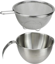 Stainless steel mixing bowl (with strainer) for mixing batter, eggs and cream