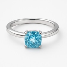 IGI 1.02 Ct VVS2 Fancy Vivid Blue Lab Grown Diamond Ring 14k White Gold US 7