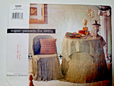 Vogue 1666 Tablecloth Skirt Chair Cover Pillow Napkin Craft Sewing Pattern UC