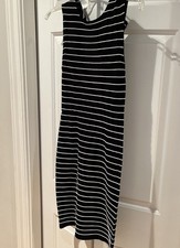 SALE Alice +Olivia Dress Wmns XS Black Stripe Bodycon Stretch  Date Career EUC