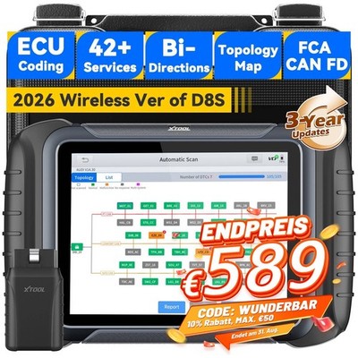 XTOOL D8W OBD2 Diagnosegerät Bidirektionale ECU Codierung Topologiekarte