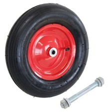 NEW! 16" 4.00-8 Steel Rim Wheelbarrow Replacement Pneumatic Wheel Including Axle