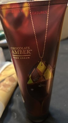 Bath & Body Works Pleasures ~ CHOCOLATE AMBER ~ BODY CREAM- RARE - Smells Hmmmmm