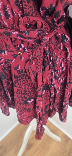 Karen Millen Women's Leopard Long Sleeve Woven Wrap Top Plus Size UK 24 - Picture 7 of 13