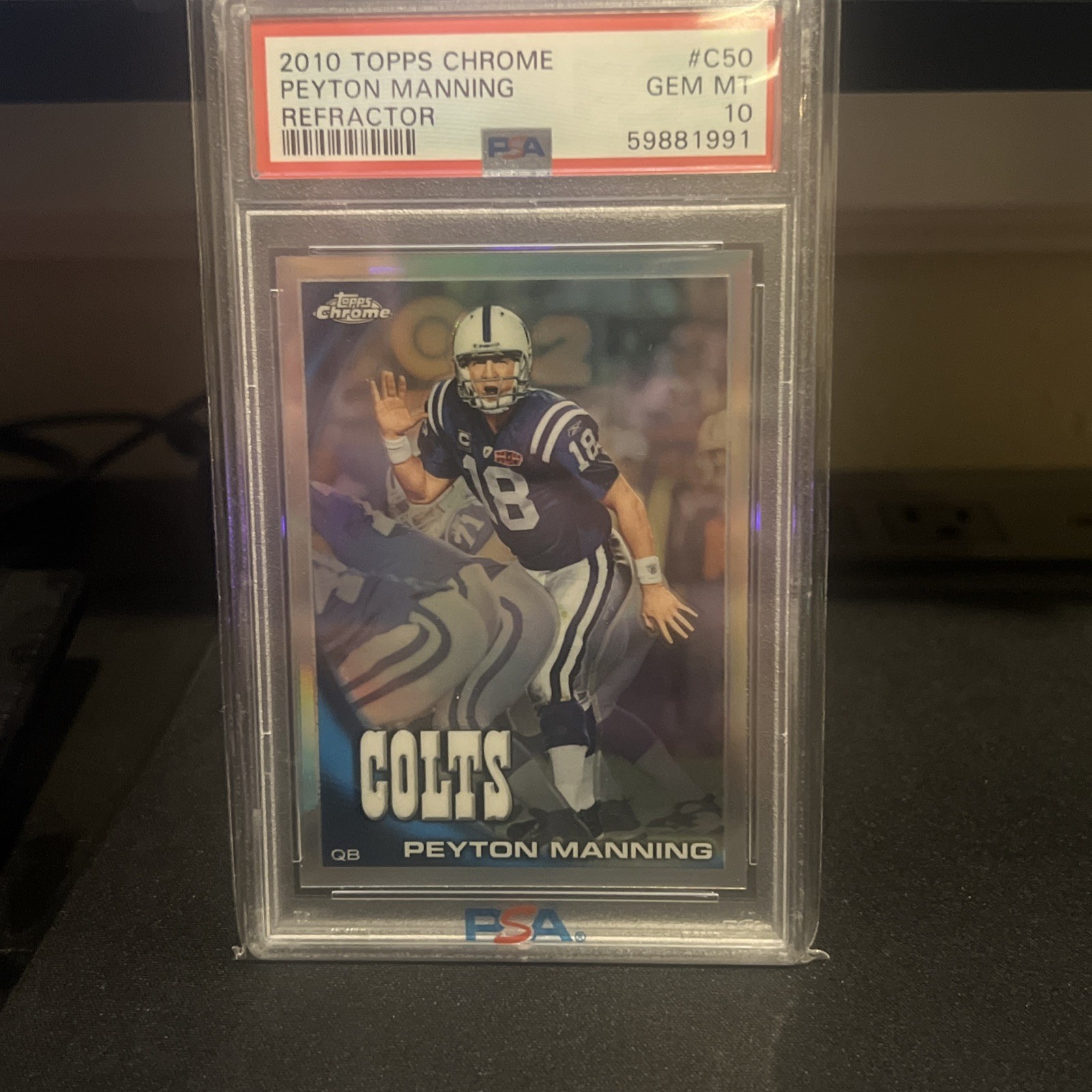 2010 Topps Chrome Refractor Peyton Manning Card #C50 PSA 10