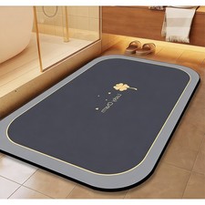 Diatomaceous Earth Bath Mat Quick Dry Absorbent Non Slip Bathroom Rug Gray