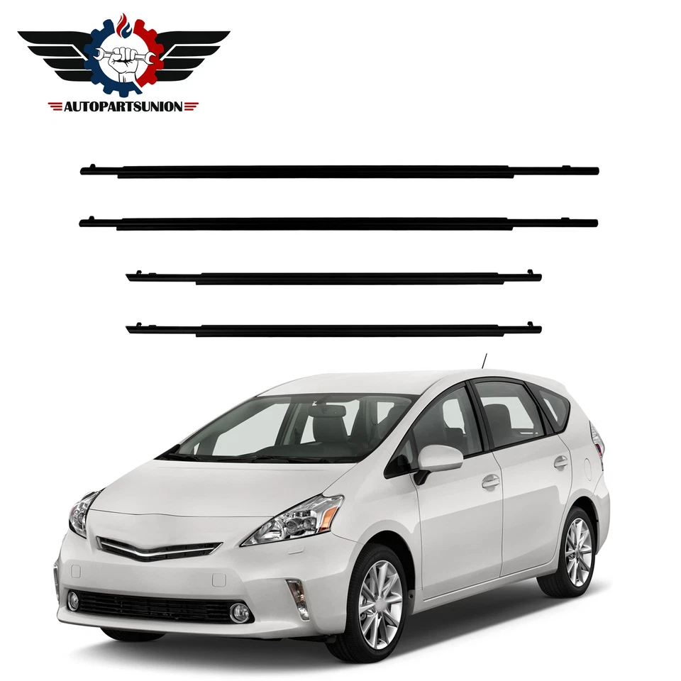 Moldura de cinturón de ventana de puerta con sello de resistencia a la intemperie para Toyota Prius 10-15 4x delantero trasero Foto 2 de 4