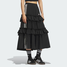 Adidas Originals OTT Ruffle Long Skirt KQ6505   Women  s Black Maxi Skirt