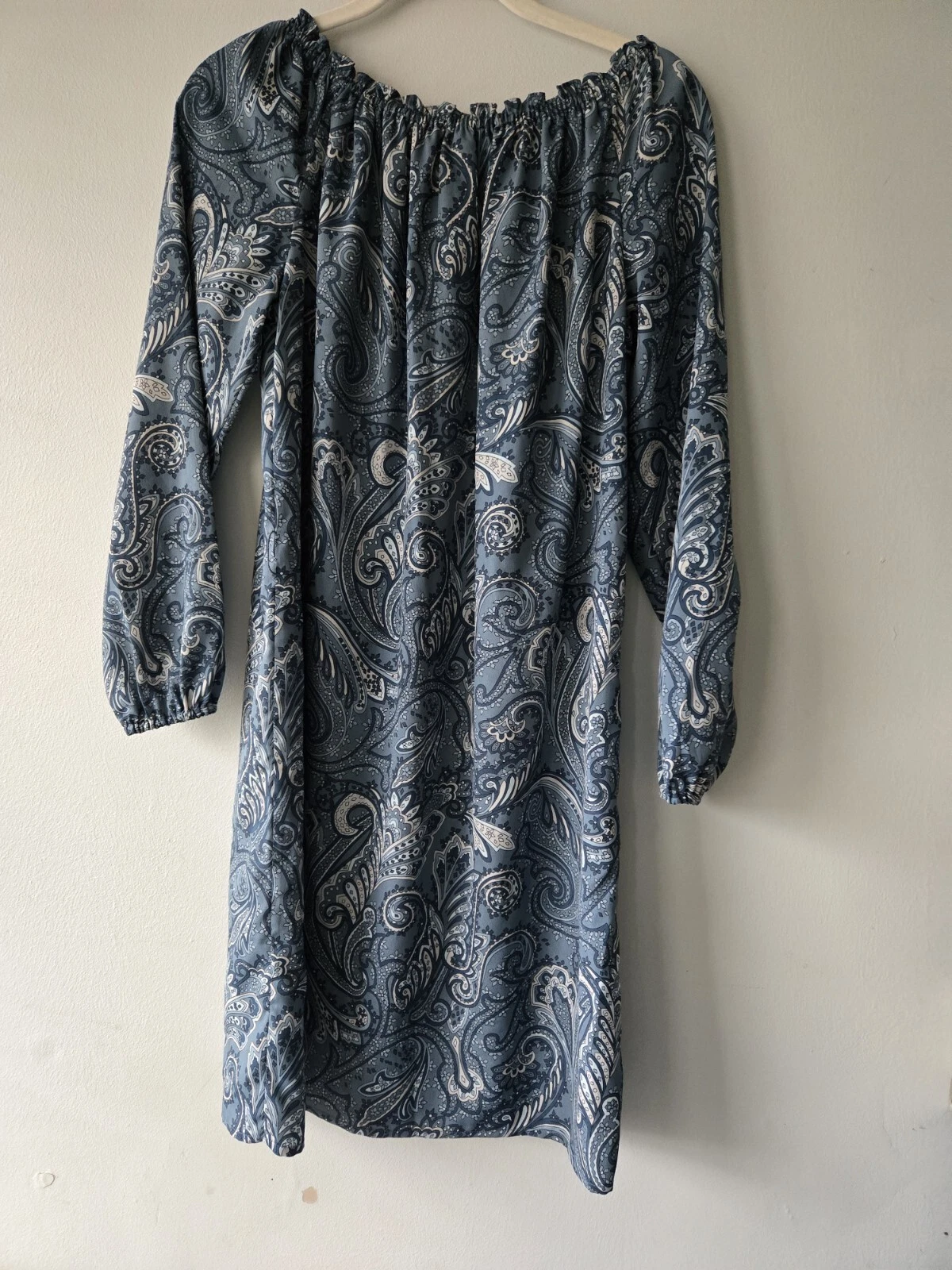 Abito donna Michael Michael Kors spalle scoperte mini stampa paisley blu taglia XS