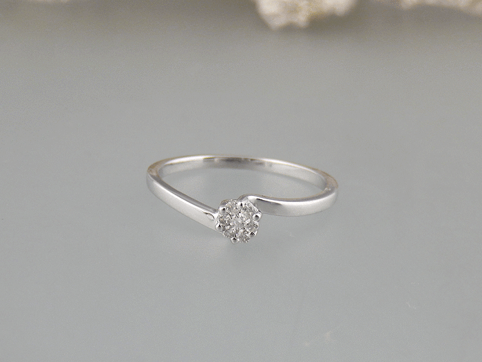 RING 0 08ct Brillantini Brillantini Brillantini Anello di fidanzamento 750 18k oro BIANCO 6a3750 RING 0 08ct Brillantini Brillantini Brillantini Anello di fidanzamento 750 18k oro BIANCO 6a3750