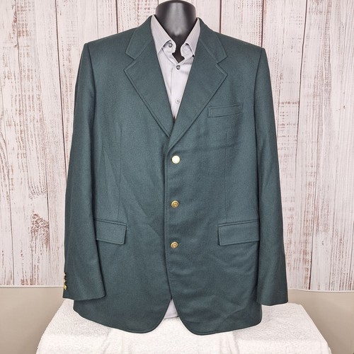 Bespoke Sport Coat Mens 46XL 3 Gold Button Soft Tweed Green - Picture 11 of 11