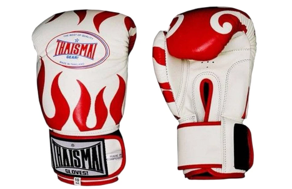 THAISMAI Fire Flame Hot Muaythai Kick Boxing Sparring Gloves Training MMA Punching Gear