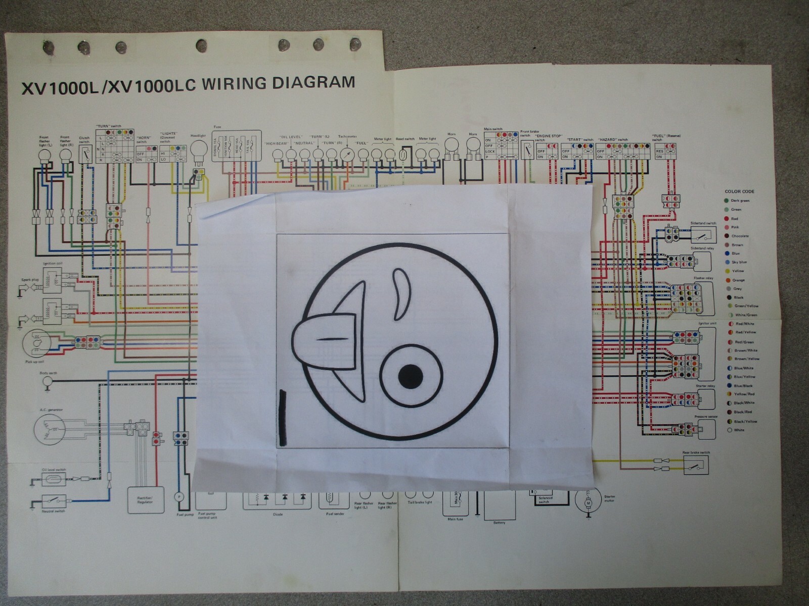 YAMAHA XV1000L C VIRAGO 1987 MOTORCYCLE COLORED CODED WIRING DIAGRAM  SCHEMATICS | eBay