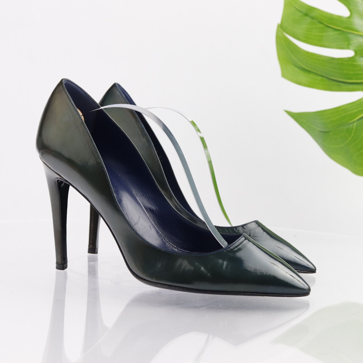 Sergio Rossi Womens Pump Size 39 9 Dark Green Patent Pointed Heels