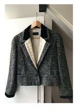Escada Exclusive Wool Woman Black And White Checked Blazer, Size S Vintage