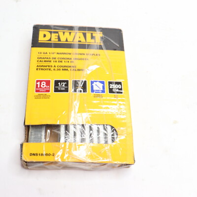 (2000-Pk) Dewalt Narrow Crown Finish Staples 18 Gauge 5/8 Leg x 1/4 Crown 