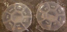 Round Weekly Pill Medicine Organizer 7-Day Pills Container Lot of 2