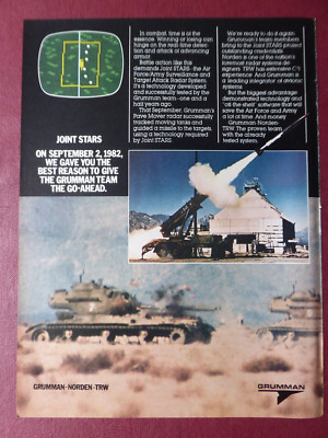 4/1984 PUB GRUMMAN NORDEN TRW JOINT STARS TARGET ATTACK RADAR SYSTEM ORIGINAL ANZEIGE