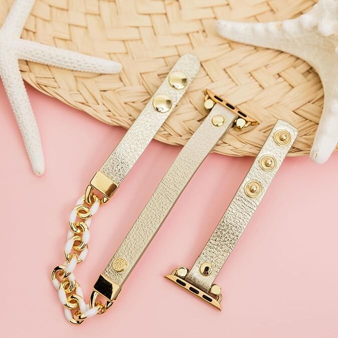 LILLY PULITZER SKINNY APPLE WATCH BAND ~ GOLD METALLIC  display picture 1