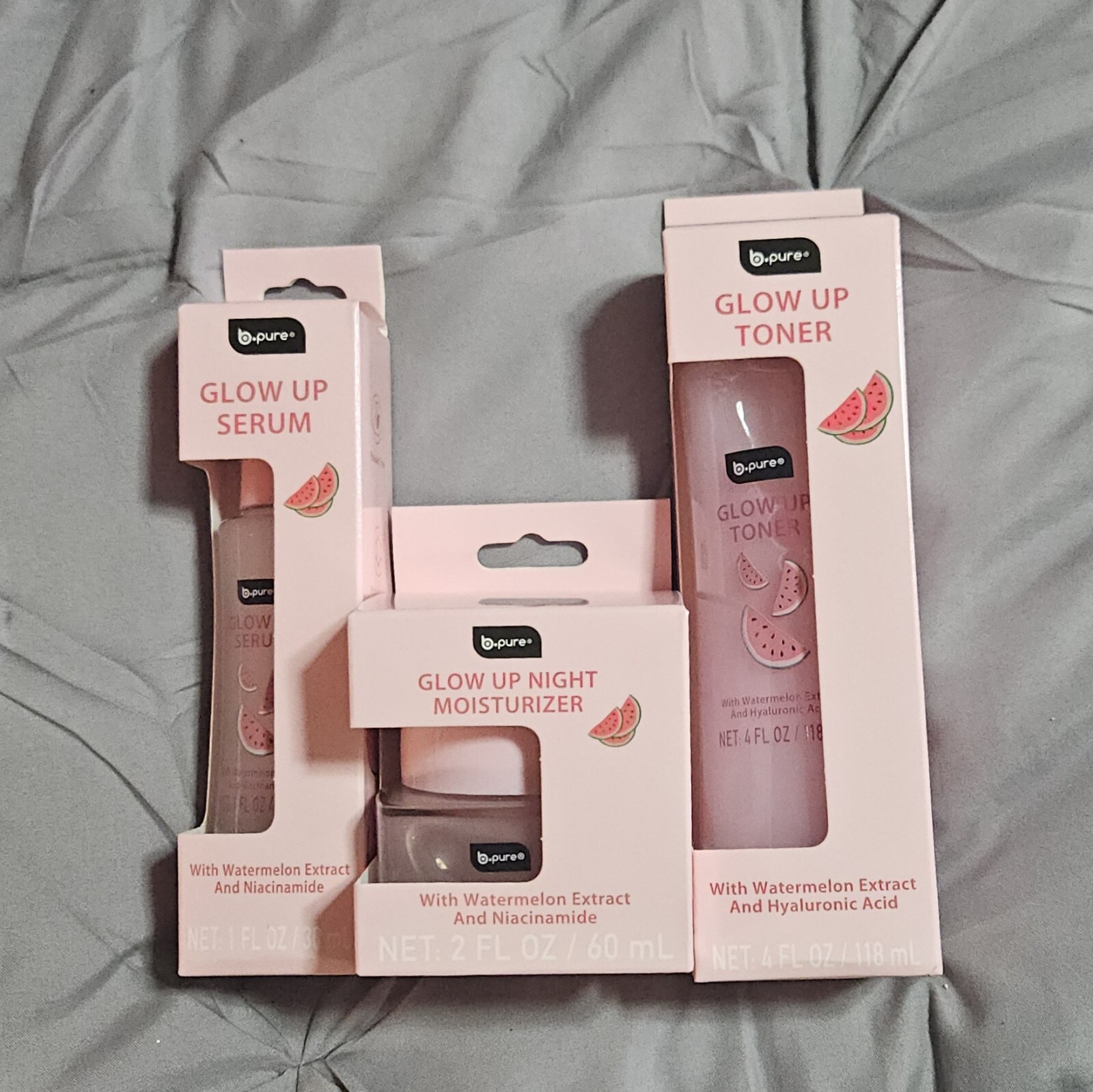 B Pure Glow Up Toner, Serum & Moisturizer With Watermelon Extract BNIB