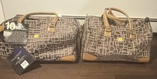 Vintage Diane Von Furstenberg DVF 2 Piece Logo Travel Overnight Bags Brown
