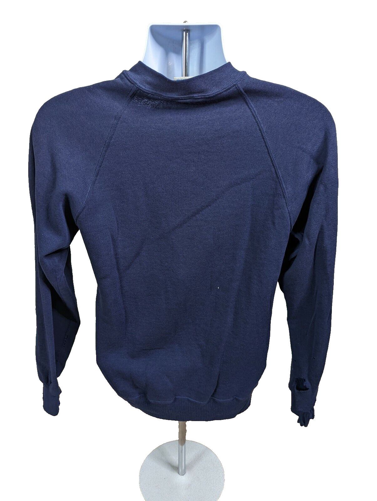 Vintage 80s Jerzees Raglan Sweatshirt Made in USA Size Medium Blue BLANK Jumper image 2