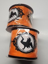 Halloween Decorative Ribbon 2.5 in x 9 ft - Witch/Orange/Black/Glitter 2 Pack
