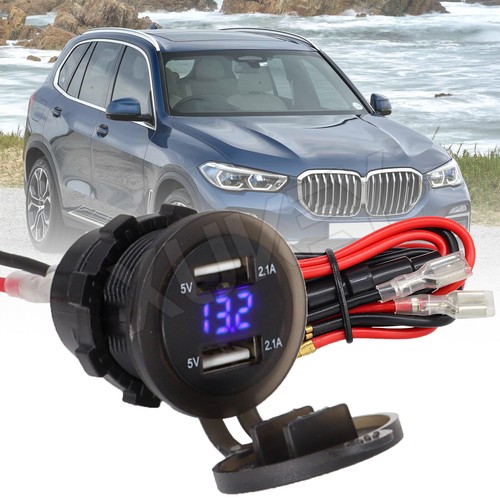 Dual USB Port Phone Charger Socket Power Outlet For Car Van Boat UK LED