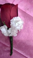Set of 6 Burgundy  White boutonniers or Any Color 13.00 prom or wedding