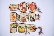9-Fall-Autumn-Primitive-Farmhouse-Music Notes-Linen Cardstock-Gift-Hang-Tags
