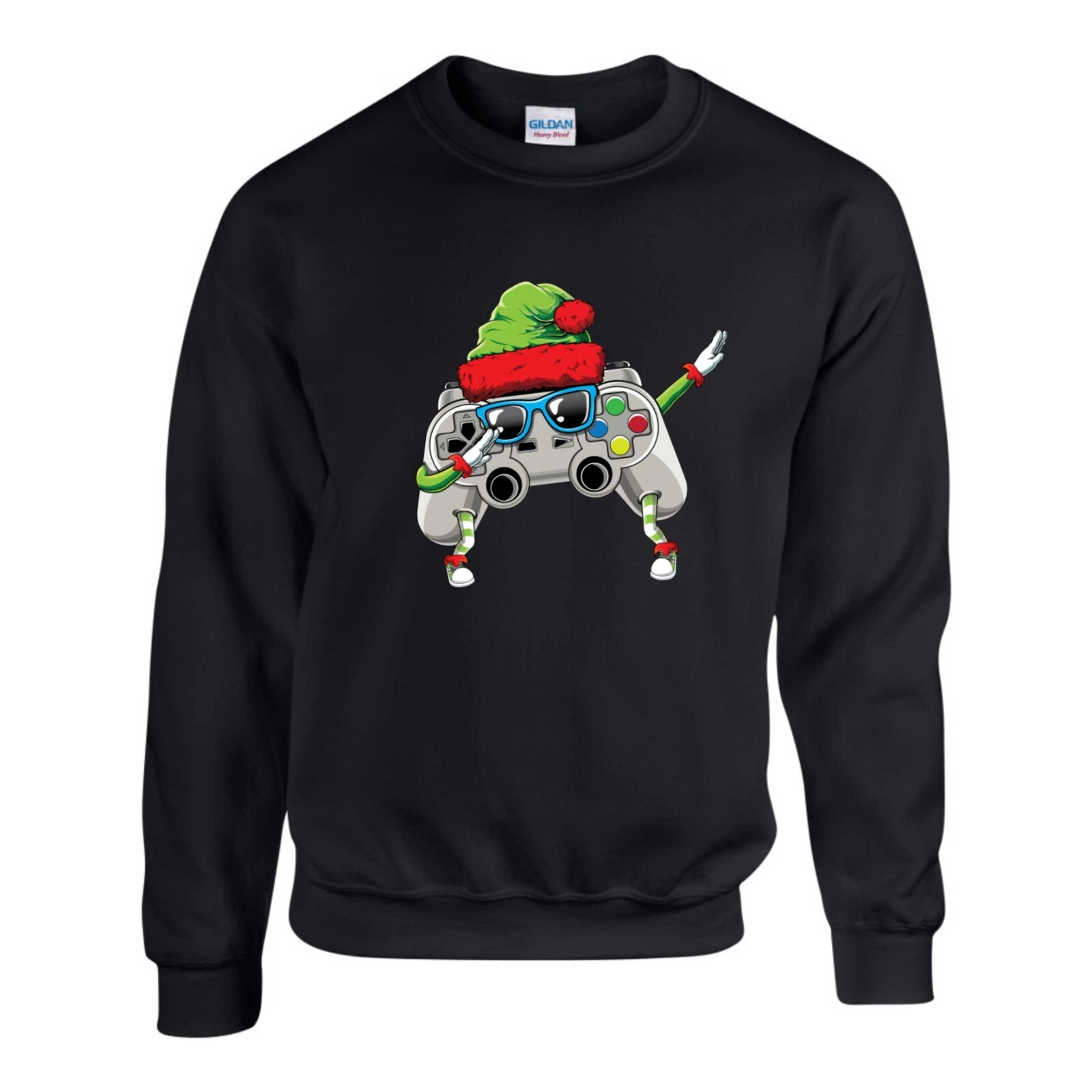 Dabbing Joystick Santa Hat Christmas Sweatshirt Unisex