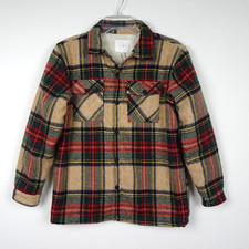 Scene Heard Boy's Sherpa Jacket Shacket Size 14-16 Plaid Snap Front