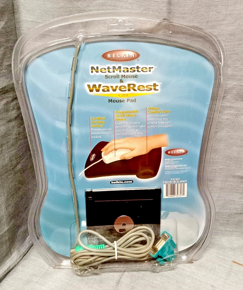 Belkin NetMaster 2-Button Serial Scroll Mouse + WaveRest Gel Mouse Pad F8E262 - Image 3 of 4