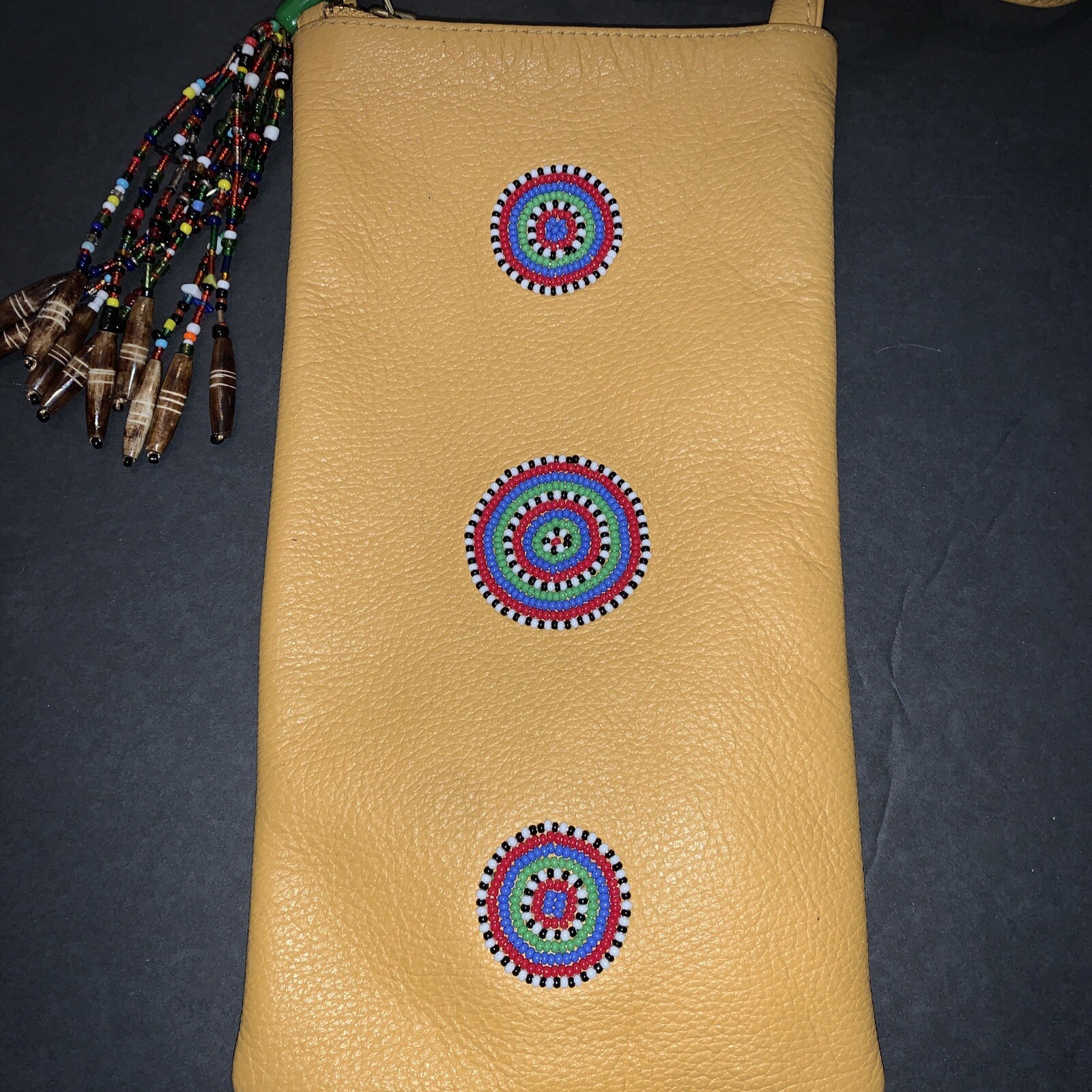 Hand-beaded Mustard Yellow Rectangular Crossbody … - image 2